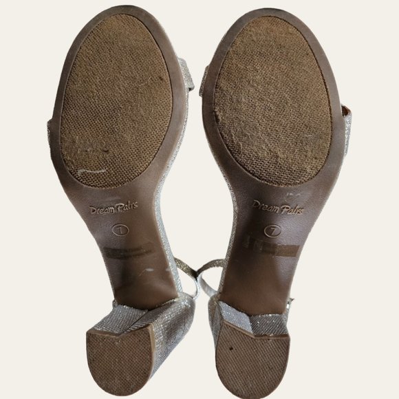 DREAM PAIRS CHUNK GOLD GLITTER BLOCK HEEL 7 - Picture 10 of 10